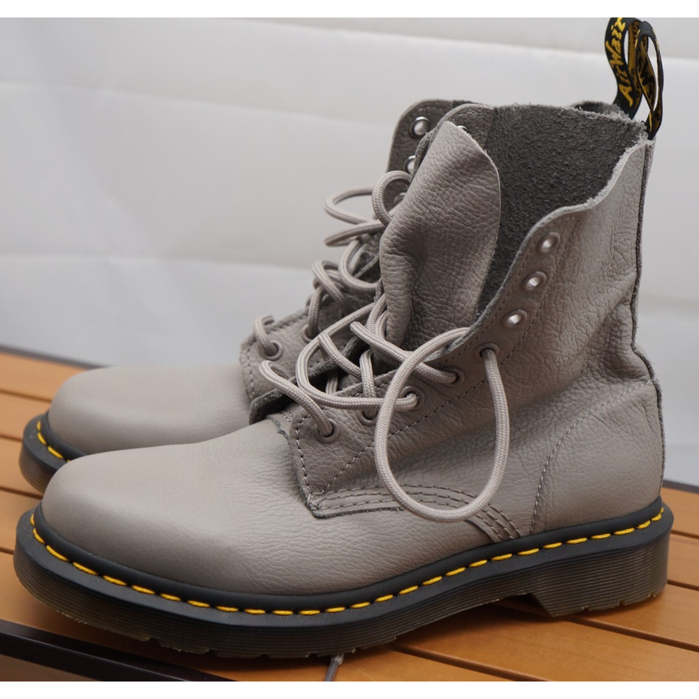 Dr. Martens Light Gray Lace-Up Boots
